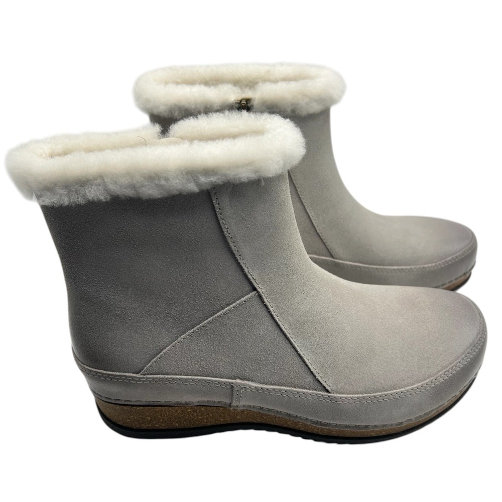 Dansko Mitzy Burnished Suede Bootie Sheep Fur Trim‎ EU 39/US 8.5-9 Stone Comfort